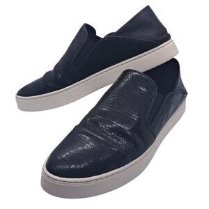 Vince Garvey Black Leather Snake Print Slip-On Mule Sneakers Size 8